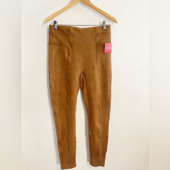 Spanx Faux Suede Leggings Rich Caramel Stretch High Rise. NWT. Large - Picture 7 of 14